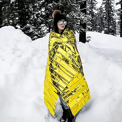 Emergency Blankets Mylar Thermal Blanket, Essential Survival Gear for Emergency Preparedness Items Kit, Ultralight Reflective Foil Blanket for Camping or Cold Weather, 51" x 82" - Image 3