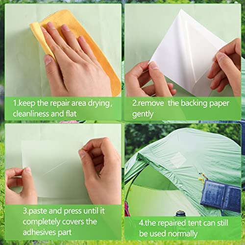 9 Pcs Clear Waterproof Tent Repair Kit Air Bed Puncture Repair Kit Inflatable Swimming Pool Patches Puncture Repair Patches for Awning Down Jacket Gazebo Kayak, 7 x 7 cm, 10 x 10 cm - Image 4