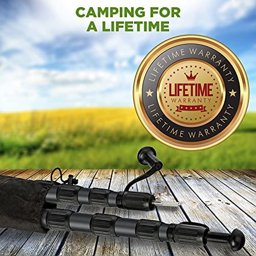 Set of 4 Telescoping Tarp Poles | Replacement Canopy Adjustable Aluminum Rods, Portable & Lightweight for Tent Fly, Awning, Outdoor Camping, Hiking, Backpacking & Rainfly + 6 Pegs & 6 Reflective Ropes - Image 6
