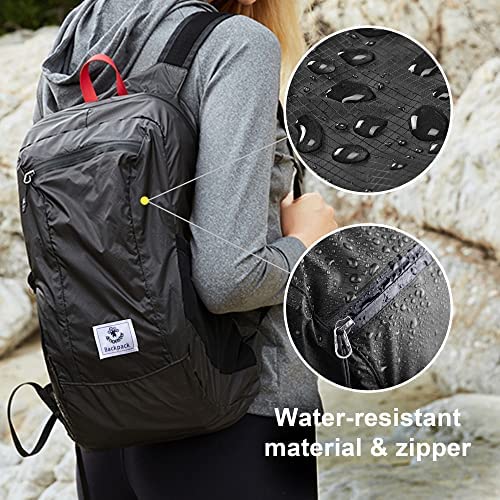 4monster Packable Backpack Ultra Lightweight, Foldable Backpack Water Resistant, Hiking Daypack for Travel Camping Outdoor, Daily Walk-around, Cycling, Sports, Excursions(Grey, 24L) - Image 3
