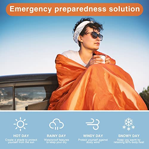 Awroutdoor Survival Sleeping Bag, 2pcs Emergency Bivvy Bag, Lightweight Waterproof Emergency Thermal Blankets PE Aluminum Film Survival Camping Gear for Camping, Hiking, Outdoor Activities - Image 7