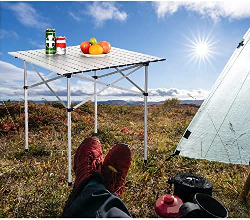 tonchean Folding Camping Table Roll Up Aluminium Camping Table 2.3 x 2.3ft Lightweight Picnic Table Foldable Metal Table with Carry Bag for Garden BBQ Party Outdoor Cooking Beach Hiking Fishing - Image 9