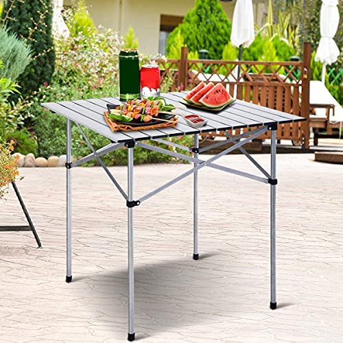 tonchean Folding Camping Table Roll Up Aluminium Camping Table 2.3 x 2.3ft Lightweight Picnic Table Foldable Metal Table with Carry Bag for Garden BBQ Party Outdoor Cooking Beach Hiking Fishing - Image 2