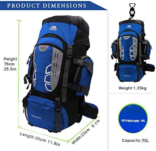 Mooedcoe 75L Large Hiking Backpack Outdoor Sports Water-Resistant Travel Daypack Mountaineering Climbing Trekking Camping Rucksack - Image 2