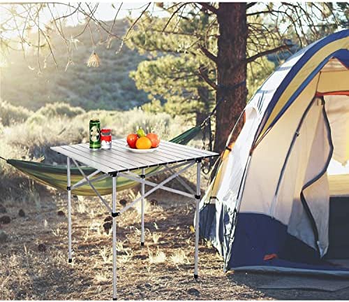 tonchean Folding Camping Table Roll Up Aluminium Camping Table 2.3 x 2.3ft Lightweight Picnic Table Foldable Metal Table with Carry Bag for Garden BBQ Party Outdoor Cooking Beach Hiking Fishing - Image 6