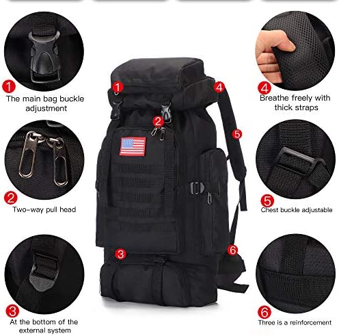 TianYaOutDoor 70l Hiking Backpack for Men Waterproof Military Camping Rucksack Travel Daypack - Image 2