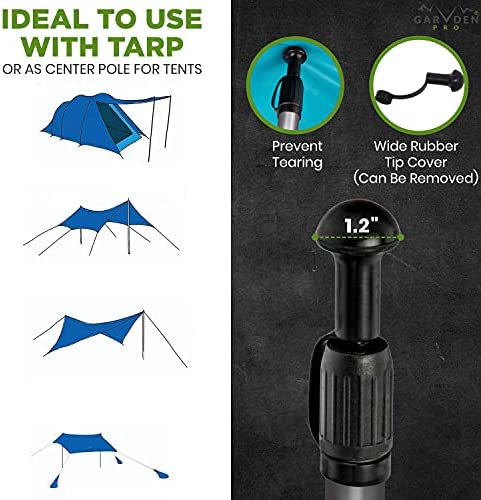 Set of 4 Telescoping Tarp Poles | Replacement Canopy Adjustable Aluminum Rods, Portable & Lightweight for Tent Fly, Awning, Outdoor Camping, Hiking, Backpacking & Rainfly + 6 Pegs & 6 Reflective Ropes - Image 4