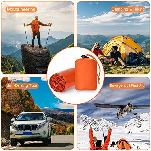 Awroutdoor Survival Sleeping Bag, 2pcs Emergency Bivvy Bag, Lightweight Waterproof Emergency Thermal Blankets PE Aluminum Film Survival Camping Gear for Camping, Hiking, Outdoor Activities - Image 5