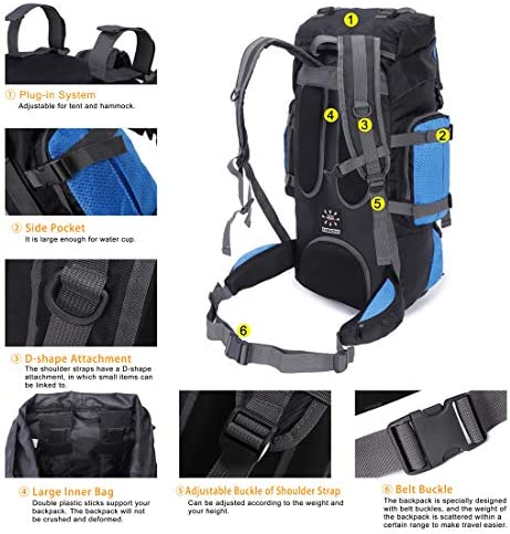 Mooedcoe 75L Large Hiking Backpack Outdoor Sports Water-Resistant Travel Daypack Mountaineering Climbing Trekking Camping Rucksack - Image 4