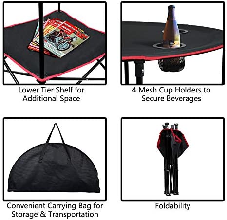 HANGOU Camping Table Portable Lightweight Folding Picnic Table with Carry Bag, for Outdoor,Picnic,Beach,Hiking (Red) (Red) - Image 3