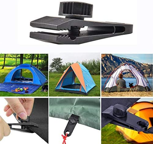 XPOOP 8 Pcs Tarp Clips Tent Clip Lock Grip Awning Clamp Set Instant Clip, Multipurpose Tarp Clips, Tent Accessories for Camping, Tarps, Caravan, Garden Shade Cloth (Black) - Image 6