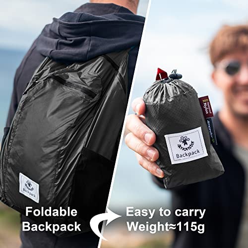 4monster Packable Backpack Ultra Lightweight, Foldable Backpack Water Resistant, Hiking Daypack for Travel Camping Outdoor, Daily Walk-around, Cycling, Sports, Excursions(Grey, 24L) - Image 2