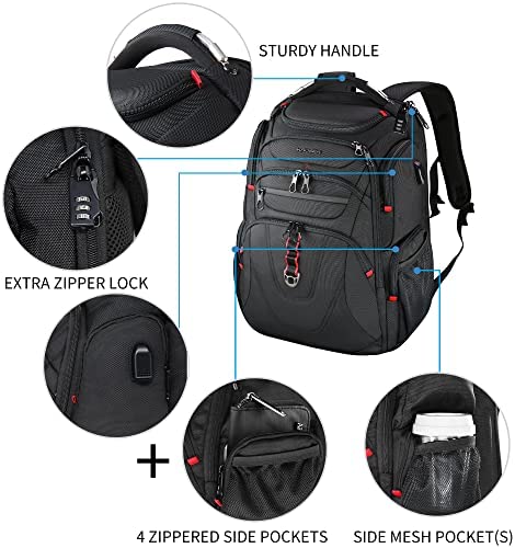 KROSER Travel Laptop Backpack 17.3 Inch XL TSA Computer Backpack Water-Repellent College Daypack Business Backpack with RFID Pockets & USB Port for Men/Women - Image 5