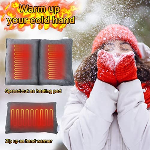 Electric Heated Hand Warmer Pouch & Heating Pad, Heated Hand Muffs with 3 Heating Setting, 5V USB Fast Heating Hand Warmer for Women & Men, Grey - Image 2
