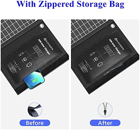 ELECAENTA 30W ETFE Foldable Solar Charger 3 USB Ports PD18W QC3.0 Type-C Zipper Protection Portable Solar Panel Kit Waterproof for Cell Phone Smartphone Tablet Powerbank Camera Outdoor Camping Travel - Image 2