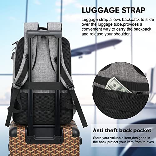Travel Laptop Backpack with USB Charging Port; 15.6 Inch Anti Theft Business Backpack for Men & Women; Water Resistant Computer Rucksack for School/Work/Travel - Image 5