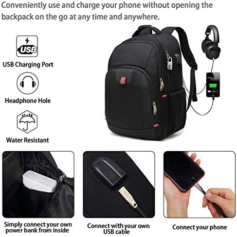 Laptop Backpack,Extra Large Anti-Theft Business Travel Laptop Backpack Bag with USB Charging Port (Black 17 inch) - Image 3