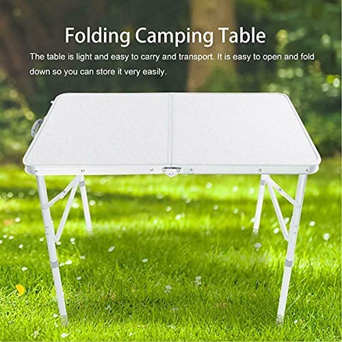 Foldable Picnic Tables 3FT/ 90CM with Carry Handle White Fold Away Table Heavy Duty Folding Table Compact for Camping Party Gardening Dining Trestle Patio - Image 2