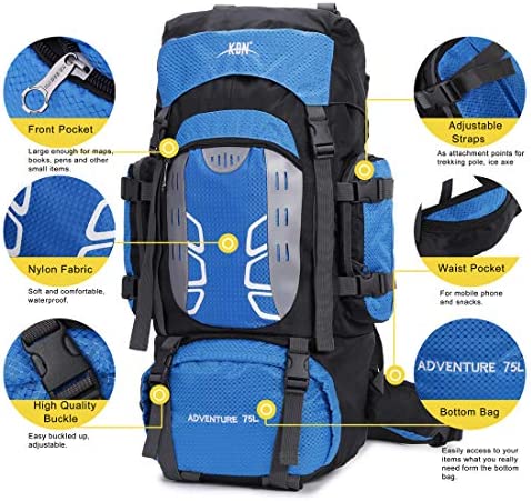 Mooedcoe 75L Large Hiking Backpack Outdoor Sports Water-Resistant Travel Daypack Mountaineering Climbing Trekking Camping Rucksack - Image 3