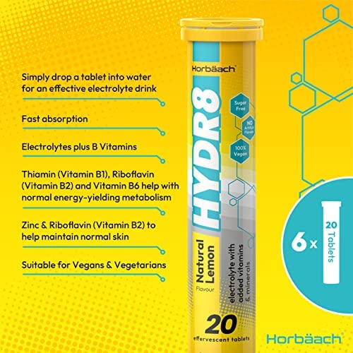 Hydration Tablets with Electrolytes | 120 Effervescent Tablets - 6 Pack | Suitable for Vegans & Vegetarians | by Horbaach - Image 2