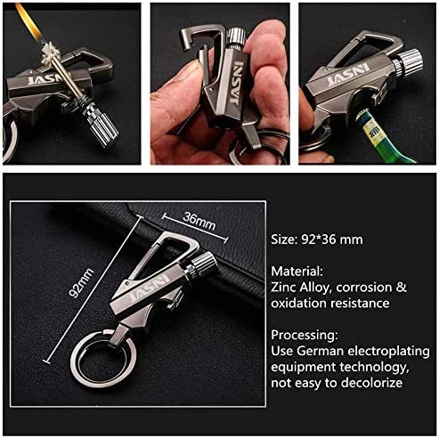 YYG Keychain Multitool with Flint Metal Matchstick Fire Starter Bottle Opener Mountaineering Buckle Mini Flashlight,Car Key Rings, Kerosene Refillable Lighter EDC Thanksgiving Gift Ideas Emergency - Image 4