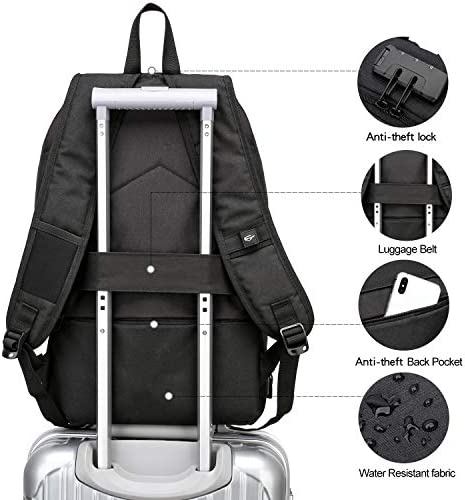 Anti-Theft Laptop Backpack,Business Travel Backpack Bag with USB Charging Port Lock,Water Resistant College School Computer Rucksack Work Backpack for Mens Womens Fits 15.6 Inch Laptop-Black - Image 5