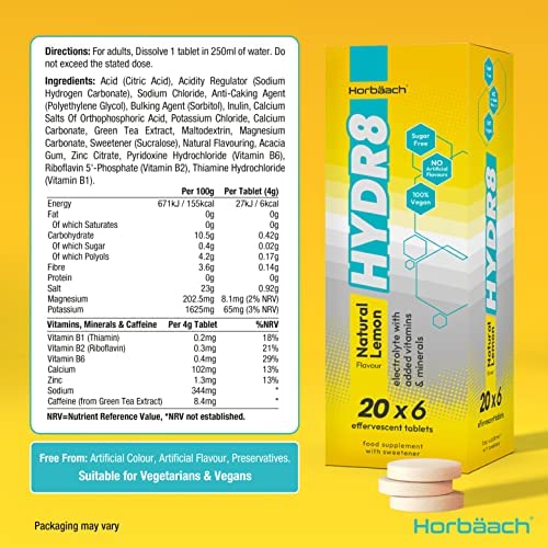 Hydration Tablets with Electrolytes | 120 Effervescent Tablets - 6 Pack | Suitable for Vegans & Vegetarians | by Horbaach - Image 3