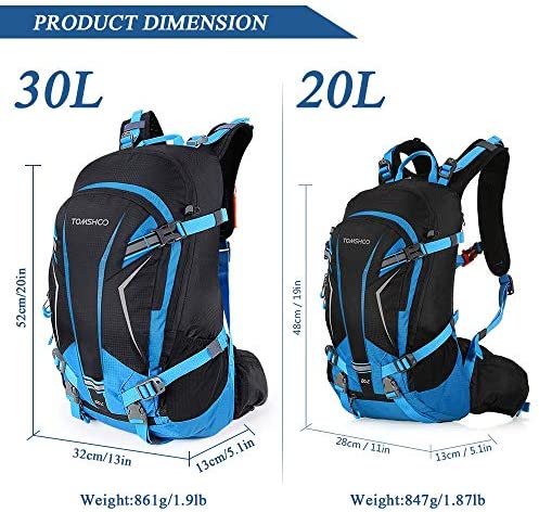TOMSHOO 20L/30L Cycling Backpack Waterproof Bicycle Bike Backpack Outdoor Sports Riding Travel Camping Hiking Backpack Daypack with Rain Cover and Helmet Cover - Image 6