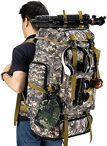 KSIBNW 80-100L Camping Rucksack,Water Resistant Trekking Rucksack,Military Tactical Backpack,Large Capacity Expansion Backpack for Camping Hiking Outdoor Sports Black - Image 2