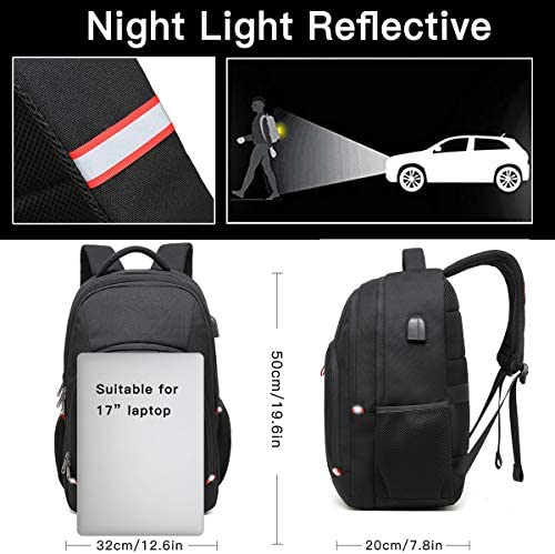 Laptop Backpack,Extra Large Anti-Theft Business Travel Laptop Backpack Bag with USB Charging Port (Black 17 inch) - Image 4