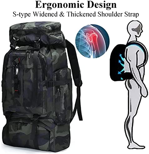 Wesoke 80L Hiking Camping Backpack Travel MOLLE Rucksack, Military Tactical Daypacks, Thickened Adjustable Waterproof Large Capacity Outdoor Backpack - Image 4