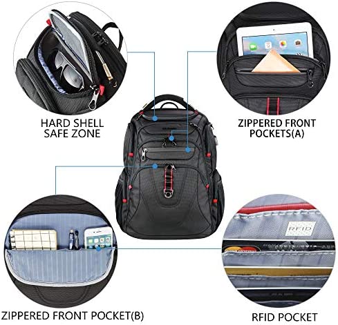 KROSER Travel Laptop Backpack 17.3 Inch XL TSA Computer Backpack Water-Repellent College Daypack Business Backpack with RFID Pockets & USB Port for Men/Women - Image 4