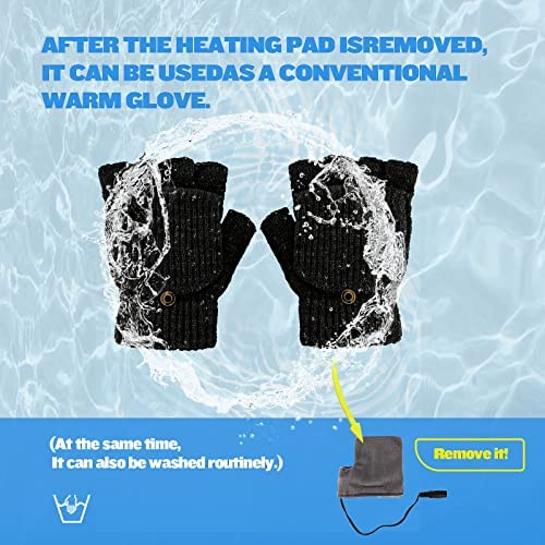 USB Heated Gloves for Women & Men, CestMall Full & Half Hands Heated Fingerless Gloves, Mitten Winter Warm Laptop Gloves Washable Design, for Indoor or Outdoor USB Powered Knitting Hands Warmer - Image 4