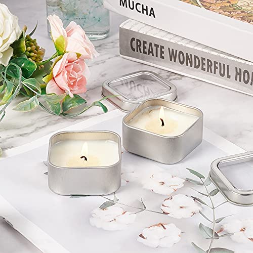PandaHall 12pcs 2-Ounce Square Silver Metal Tins Empty Iron Tin Containers Candle Tin with Clear Window for Candle Making, Candies, Arts, Crafts, Balms, Gifts & Treasures - Image 5