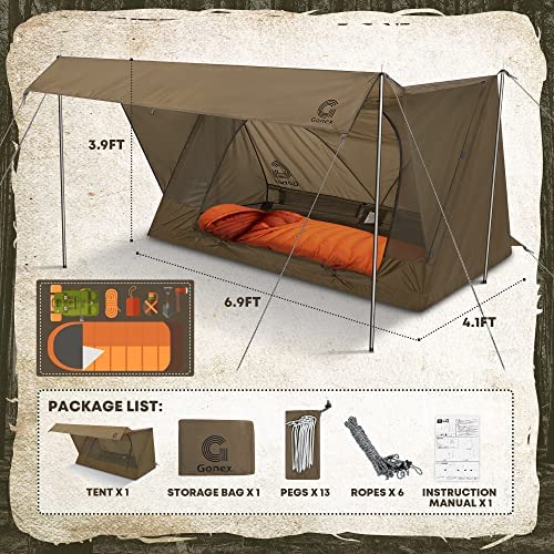 Gonex Ultralight 1 Person Backpacking Tent with Canopy, Waterproof Hiking Tent, Camping Shelter for Single Person, Outdoor Tent, Brown - Image 3