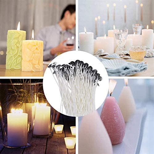 Candle Wicks, 150 pcs Pre Waxed Wicks with 2 pcs Wick Centering Devices and 100 pcs Candle Wick Stickers for DIY Candles Craft Tools Candle Making Kit (55 mm, 100 mm and 150 mm) - Image 4