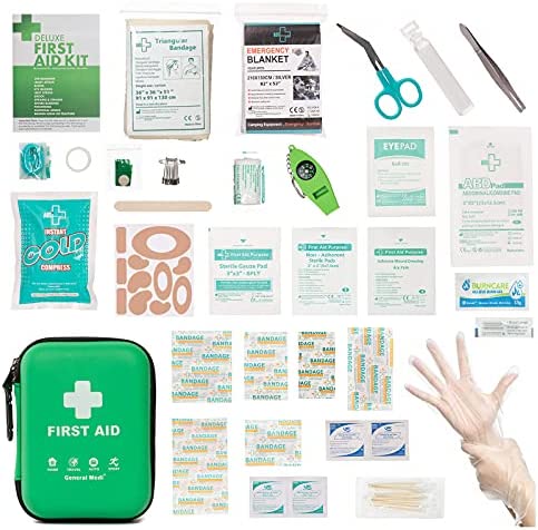First Aid Kit - 170 Pieces Hard Case and Lightweight - Includes 2 x Eyewash,Instant Cold Pack,Emergency Blanket for Travel, Home, Office, Vehicle, Camping, Workplace & Outdoor (Green) - Image 2