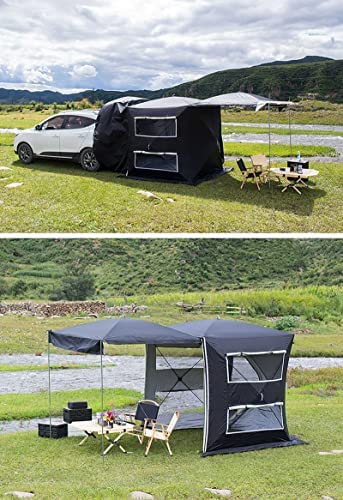 Car Awnings for Camping, 210cm Double Layer No Need to Build Tailgate Tent for Car, Multifunction Thicken Waterproof SUV Tents for Camping, Car Camping Accessories, 3-4 People - Image 2