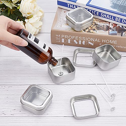 PandaHall 12pcs 2-Ounce Square Silver Metal Tins Empty Iron Tin Containers Candle Tin with Clear Window for Candle Making, Candies, Arts, Crafts, Balms, Gifts & Treasures - Image 3