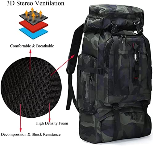 Wesoke 80L Hiking Camping Backpack Travel MOLLE Rucksack, Military Tactical Daypacks, Thickened Adjustable Waterproof Large Capacity Outdoor Backpack - Image 2