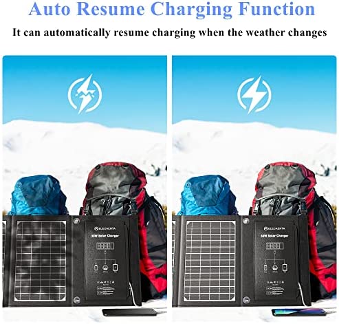 ELECAENTA 30W ETFE Foldable Solar Charger 3 USB Ports PD18W QC3.0 Type-C Zipper Protection Portable Solar Panel Kit Waterproof for Cell Phone Smartphone Tablet Powerbank Camera Outdoor Camping Travel - Image 4