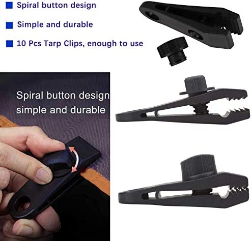 XPOOP 8 Pcs Tarp Clips Tent Clip Lock Grip Awning Clamp Set Instant Clip, Multipurpose Tarp Clips, Tent Accessories for Camping, Tarps, Caravan, Garden Shade Cloth (Black) - Image 4