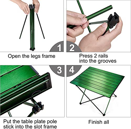 G4Free Lightweight Portable Camping with Aluminum Table Top and Carrying Bag Folding Table Compact Roll Up Tables for Outdoor Camping Hiking Picnic Beach BBQ Home Use Easy to Clean - Image 6
