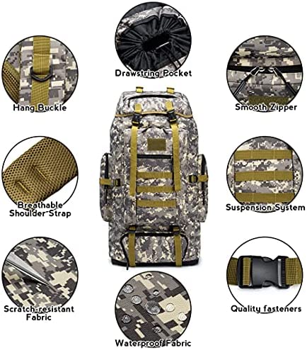 KSIBNW 80-100L Camping Rucksack,Water Resistant Trekking Rucksack,Military Tactical Backpack,Large Capacity Expansion Backpack for Camping Hiking Outdoor Sports Black - Image 7