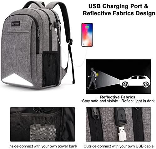 Travel Laptop Backpack with USB Charging Port; 15.6 Inch Anti Theft Business Backpack for Men & Women; Water Resistant Computer Rucksack for School/Work/Travel - Image 2
