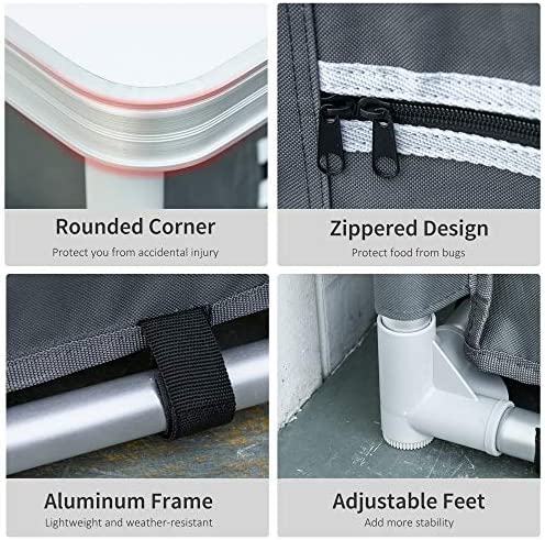 Outsunny 2-Shelf Camping Cupboard Camping Kitchen Station Cook Table Aluminum, Storage Organiser for BBQ Party Picnics Backyards with Carrying Bag - Image 5
