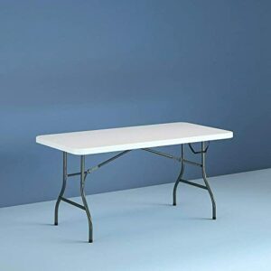 5FT Steel Folding Table, Portable Camping Table with Carry Handle, Foldable Picnic Table, Laptop Table Adjustable Height for Sofa Bed Couch Floor, 152x71x74cm