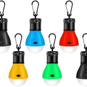 6 Pcs Camping Lights for Tents, Portable Camping Lantern LED Tent Light with Carabiner Clips 3 Lighting Modes Waterproof Outdoor Hanging Lamp for Emergency, Hiking, Fishing, Camping Accessories