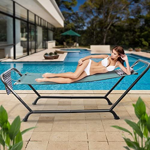 Sorbus Hammock Bed with Stand, Features Deluxe Pillow and Storage Pockets, Heavy Duty, Supports 500 Pounds, Great for Patio, Deck, Yard, Garden Camping Furniture - Image 3