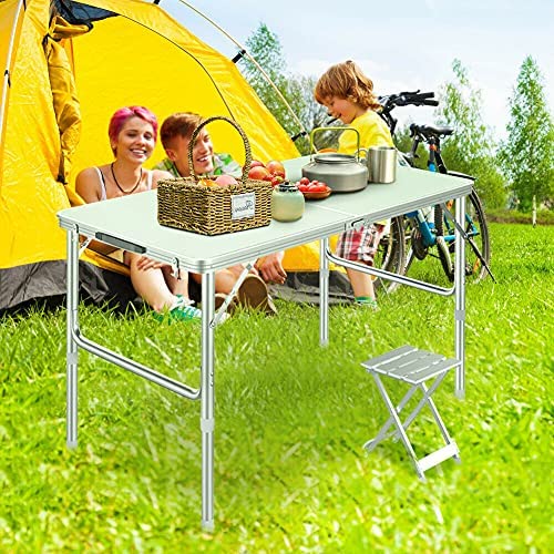 Foldable Picnic Tables 3FT/ 90CM with Carry Handle White Fold Away Table Heavy Duty Folding Table Compact for Camping Party Gardening Dining Trestle Patio - Image 8